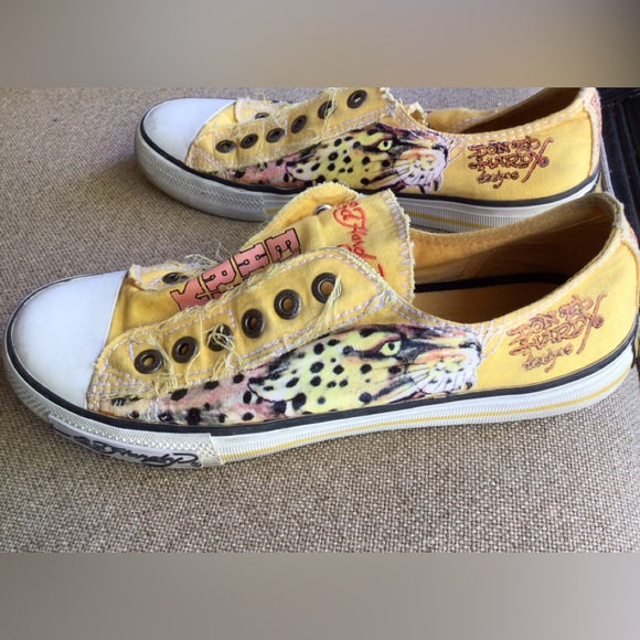 Ed Hardy cheetah graphic sneakers Size 8 - Picture 2 of 13
